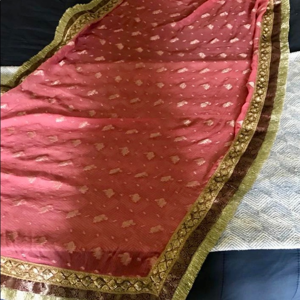 Gorgeous, New, Formal Silk Gharara with Embellished Shirt & Chiffon Dupatta - Picture 6 of 6